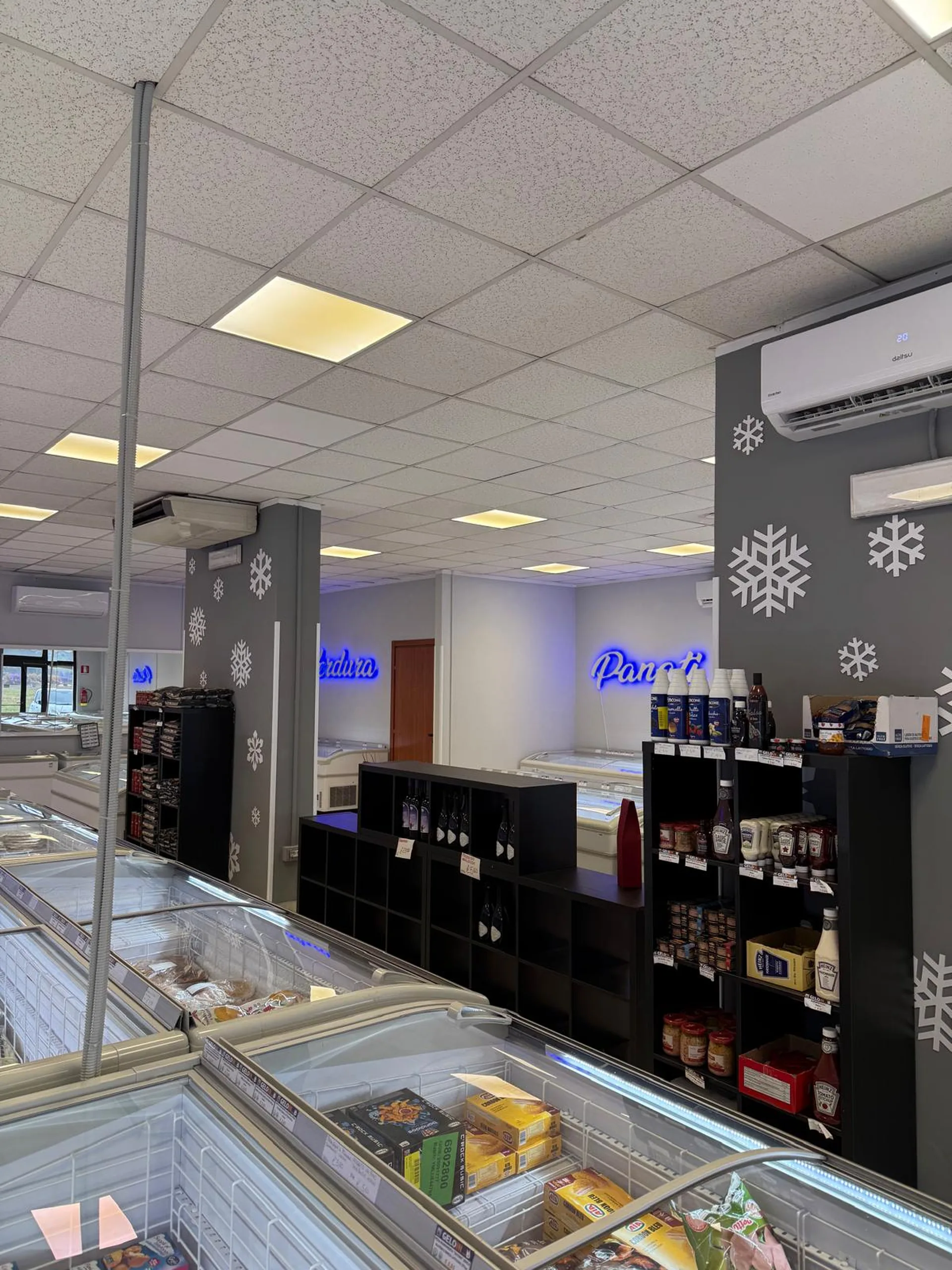 Interno negozio Gelo In - scaffali prodotti surgelati Ferentino